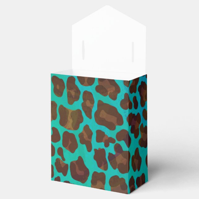 Leopard Brown and Teal Print Favor Boxes (Opened)