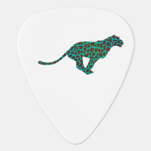 Leopard Brown and Teal Print Guitar Pick