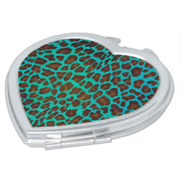 Leopard Brown and Teal Print Mirror For Makeup