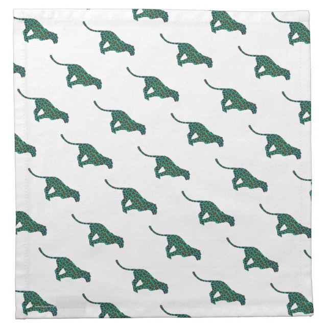 Leopard Brown and Teal Print Napkin (Front)