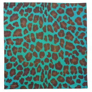 Leopard Brown and Teal Print Napkin