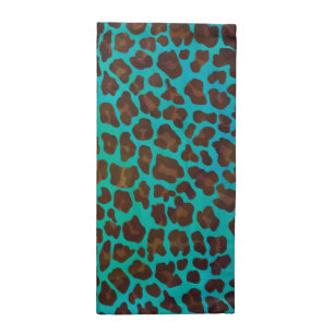 Leopard Brown and Teal Print Napkin