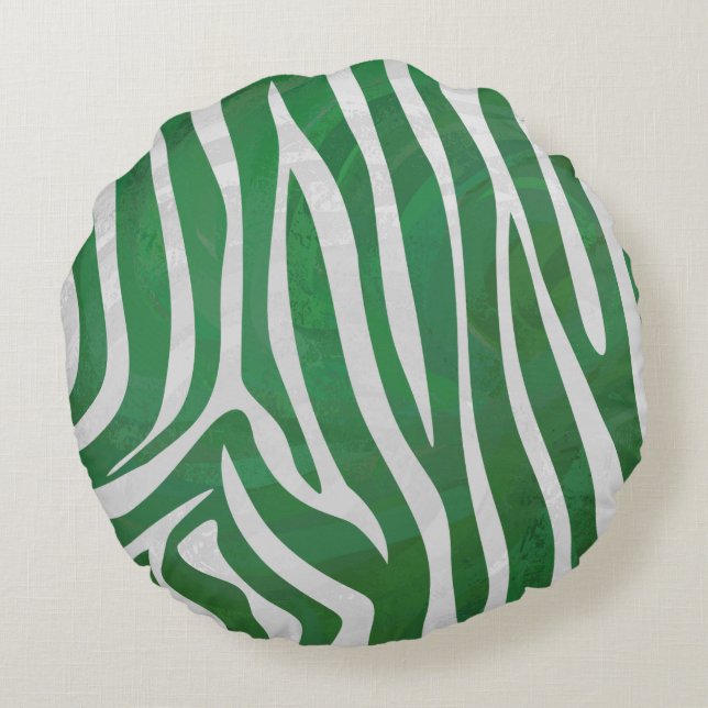 Leopard Brown and Teal Print Round Pillow (Back)