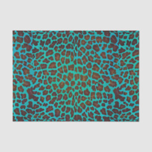 Leopard Brown and Teal Print Tissue Paper
