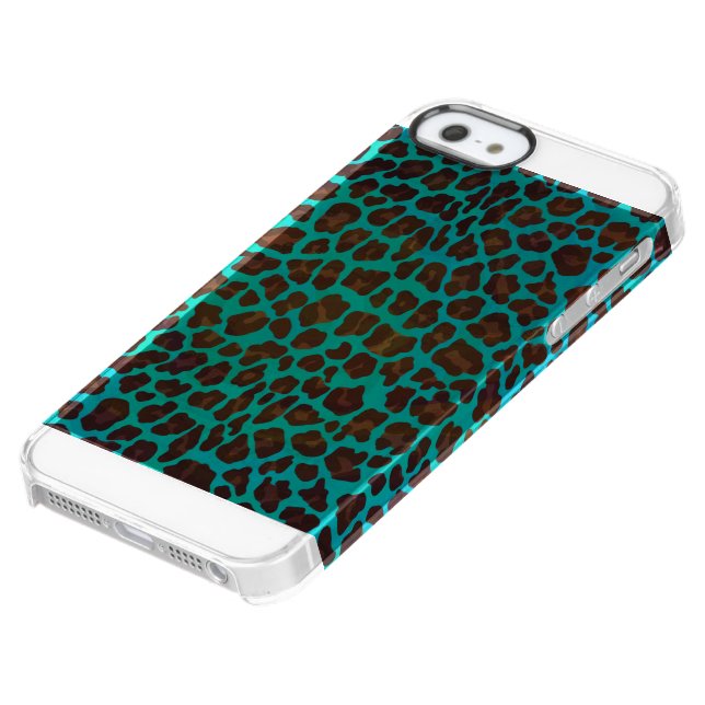 Leopard Brown and Teal Print Uncommon iPhone Case (Bottom)