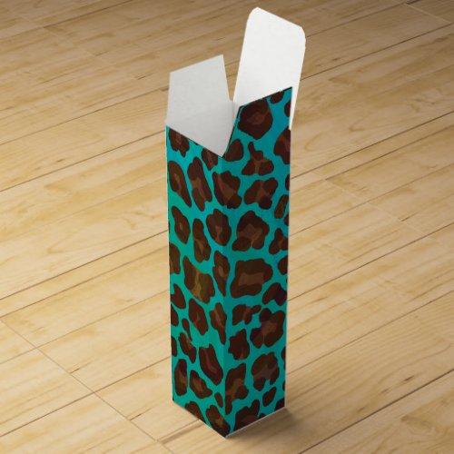 Leopard Brown and Teal Print Wine Gift Box