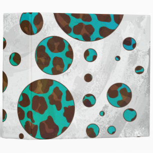 Leopard Brown and Teal PrintPolka Dots Binder
