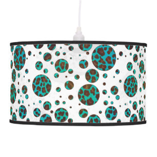 Leopard Brown and Teal PrintPolka Dots Ceiling Lamp