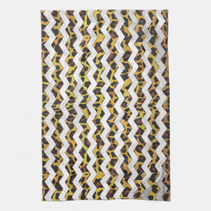 Leopard Brown and Yellow Cevron Print Kitchen Towel