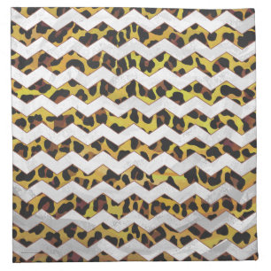 Leopard Brown and Yellow Cevron Print Napkin