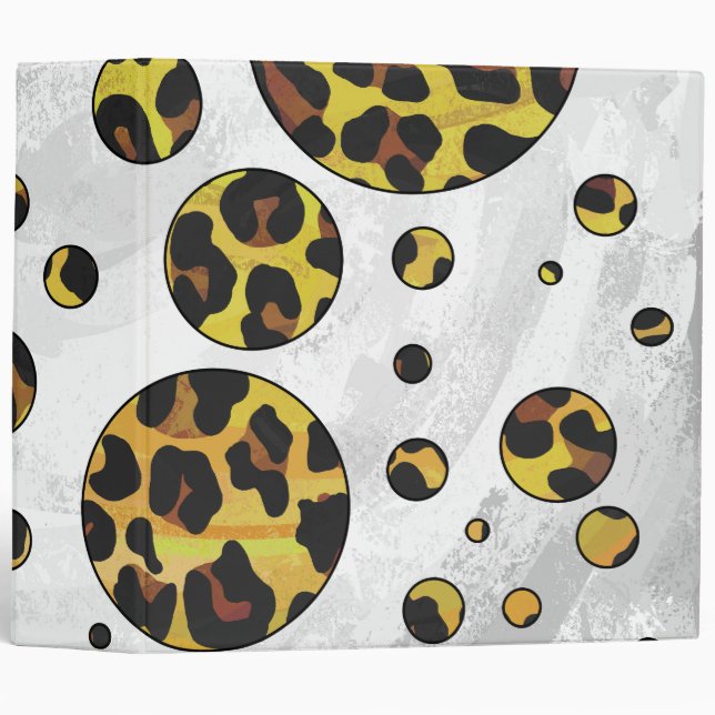 Leopard Brown and Yellow Polka Dot Binder (Front/Spine)