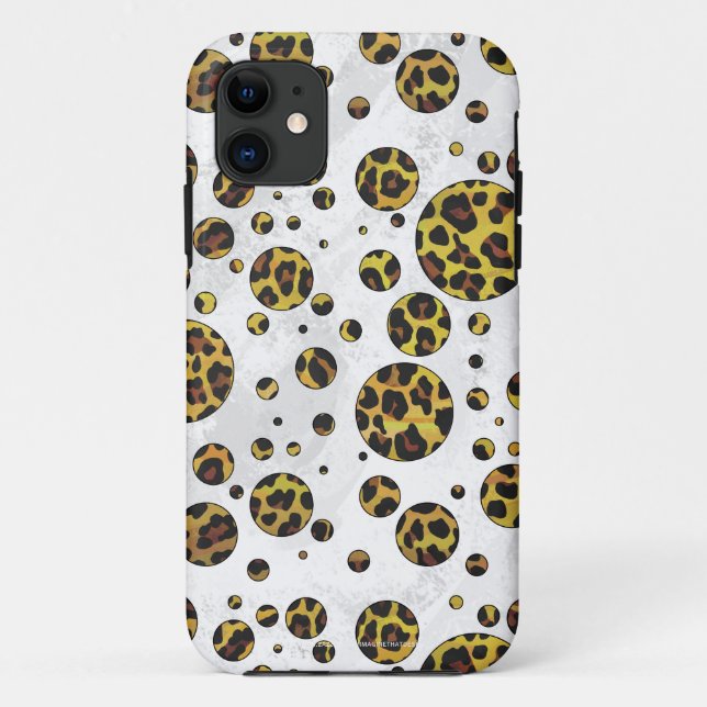 Leopard Brown and Yellow Polka Dot Case-Mate iPhone Case (Back)