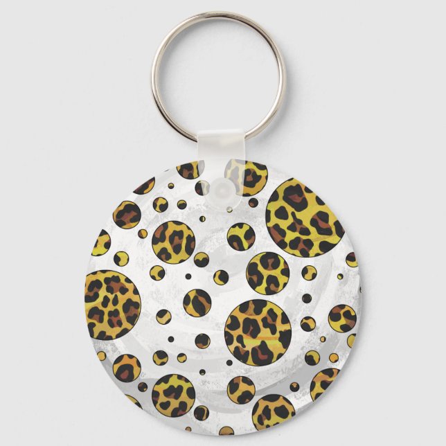 Leopard Brown and Yellow Polka Dot Keychain (Front)