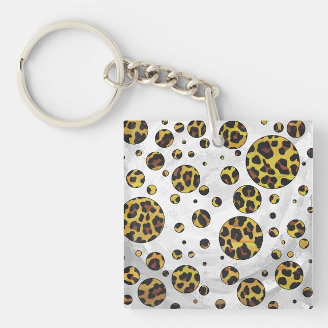 Leopard Brown and Yellow Polka Dot Keychain (Front)