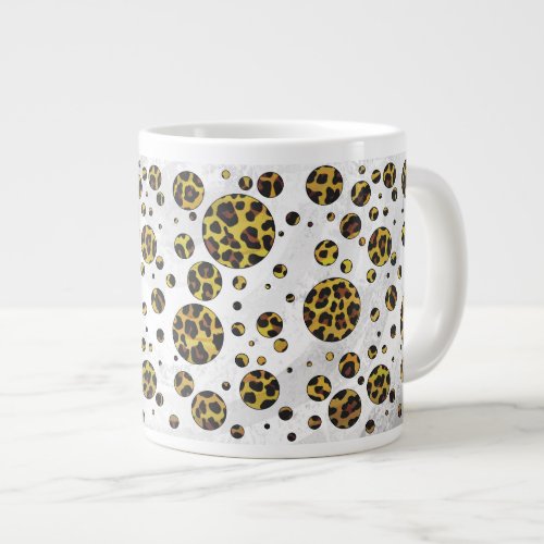 Leopard Brown and Yellow Polka Dot Large Coffee Mug