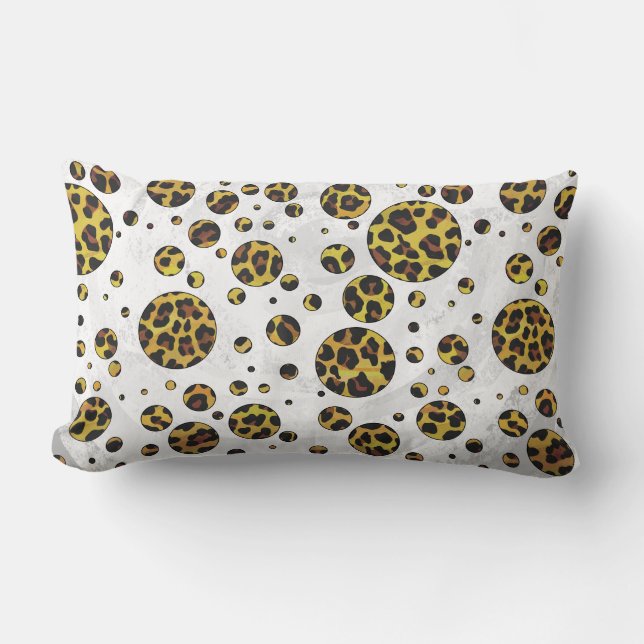 Leopard Brown and Yellow Polka Dot Lumbar Pillow (Front)