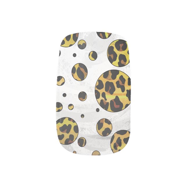 Leopard Brown and Yellow Polka Dot Minx Nail Art (Left Thumb)