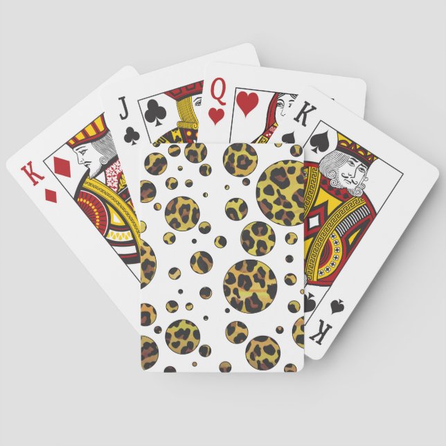 Leopard Brown and Yellow Polka Dot Poker Cards (Back)