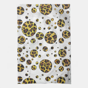 Leopard Brown and Yellow Polka Dot Towel