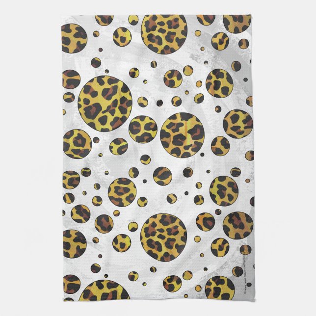 Leopard Brown and Yellow Polka Dot Towel (Vertical)