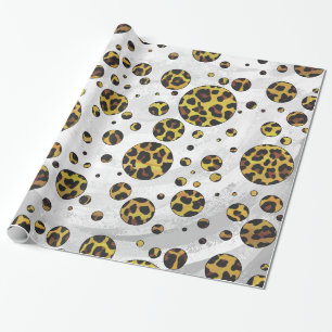Leopard Brown and Yellow Polka Dot Wrapping Paper