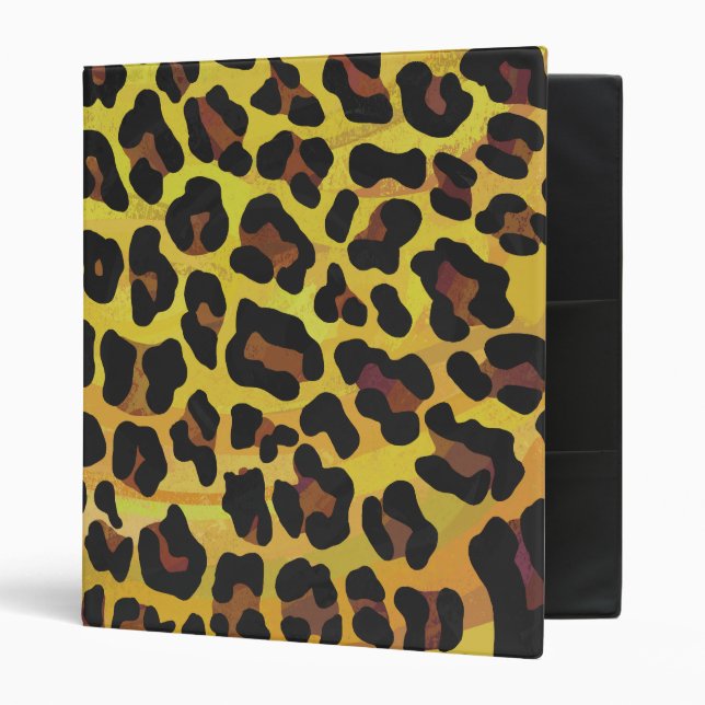 Leopard Brown and Yellow Print 3 Ring Binder (Front/Inside)
