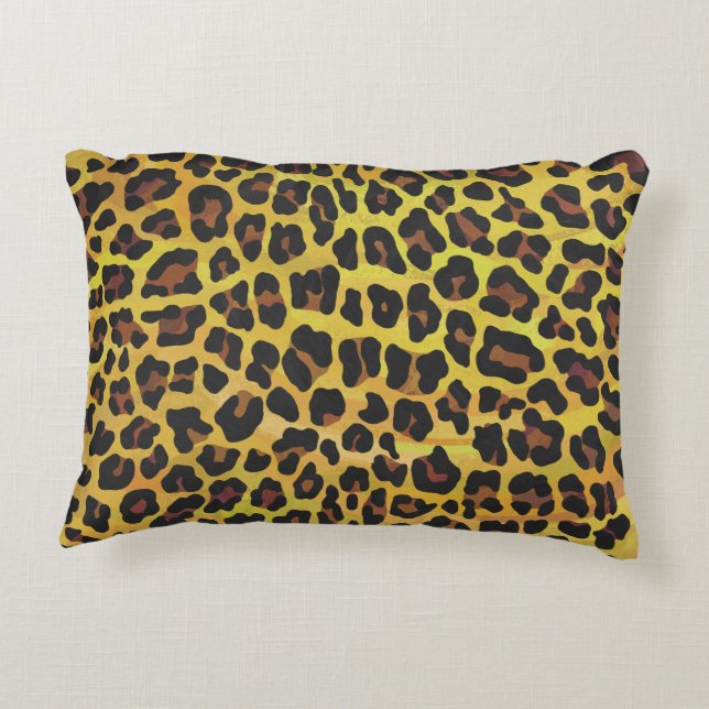 Leopard Brown and Yellow Print Accent Pillow (Back)