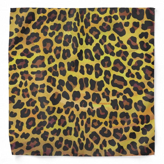 Leopard Brown and Yellow Print Bandana (Front)