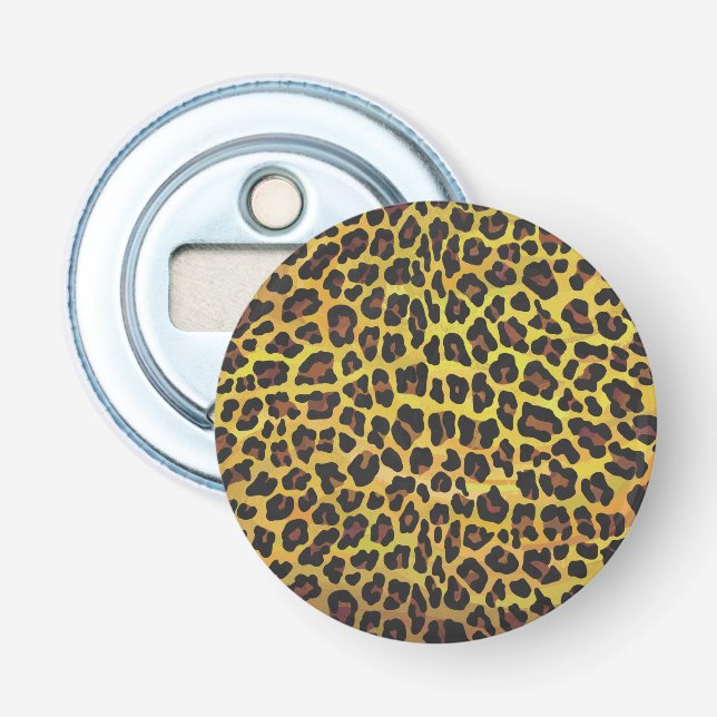 Leopard Brown and Yellow Print Bottle Opener (Front)