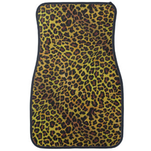 Leopard Brown and Yellow Print Car Mat