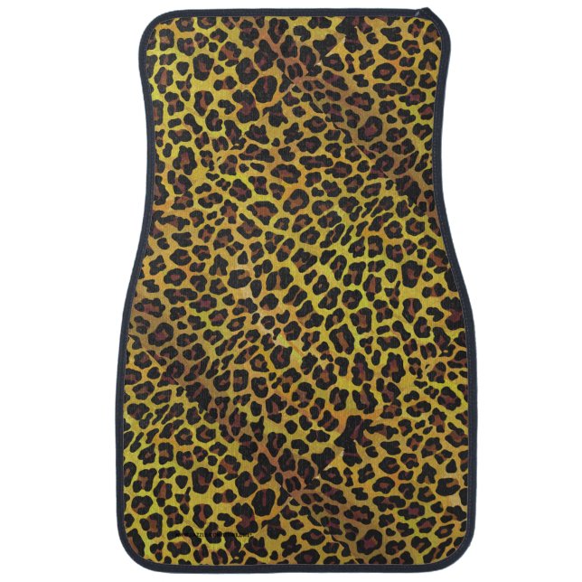 Leopard Brown and Yellow Print Car Mat (Front)