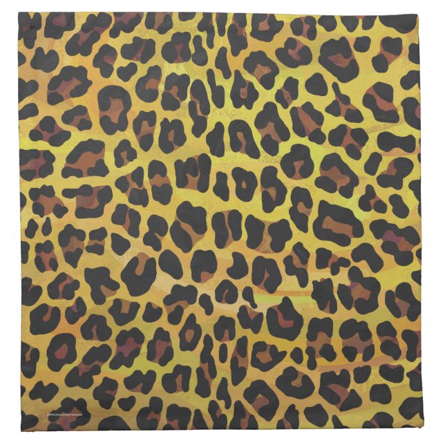 Leopard Brown and Yellow Print Cloth Napkin (Front)