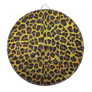 Leopard Brown and Yellow Print Dartboard With Darts