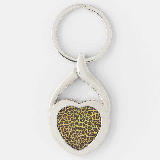 Leopard Brown and Yellow Print Keychain (Front)