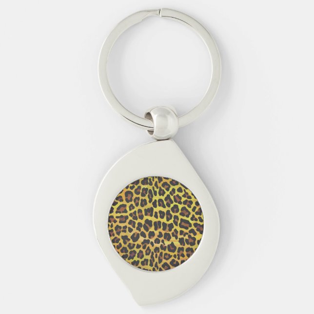 Leopard Brown and Yellow Print Keychain (Front)