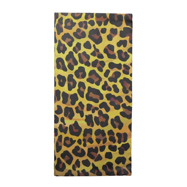 Leopard Brown and Yellow Print Napkin (Half Fold)