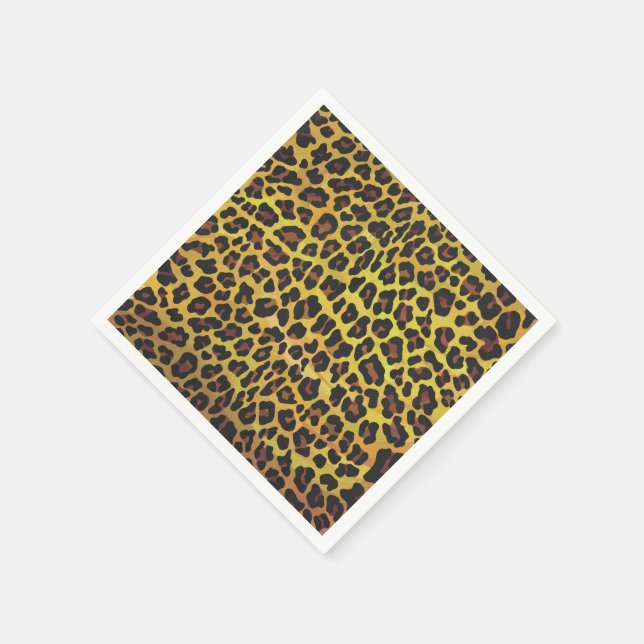 Leopard Brown and Yellow Print Napkins (Corner)