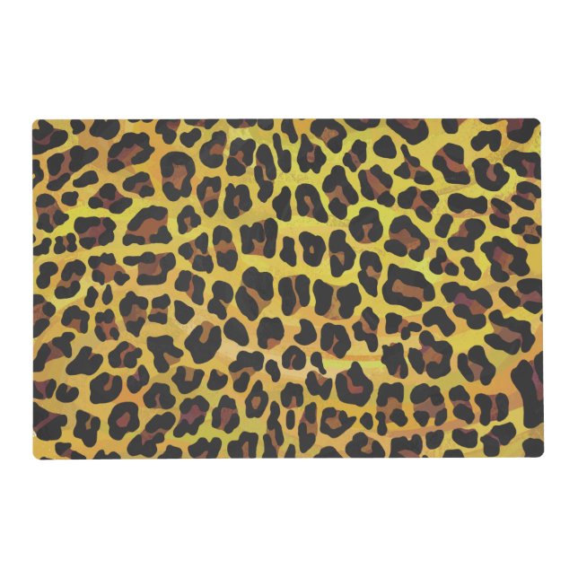 Leopard Brown and Yellow Print Placemat (Front)