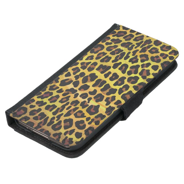 Leopard Brown and Yellow Print Samsung Galaxy Wallet Case (Bottom)