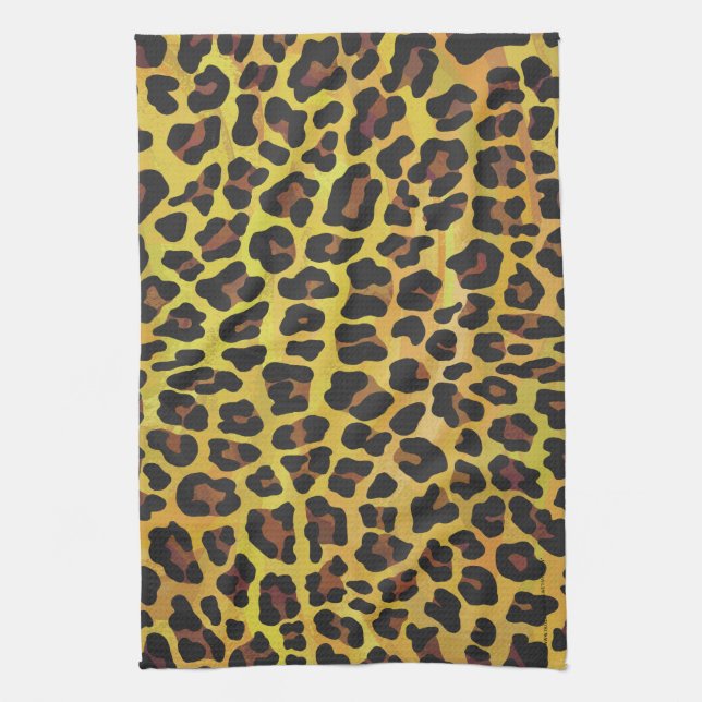 Leopard Brown and Yellow Print Towel (Vertical)
