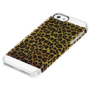 Leopard Brown and Yellow Print Clear iPhone SE/5/5s Case
