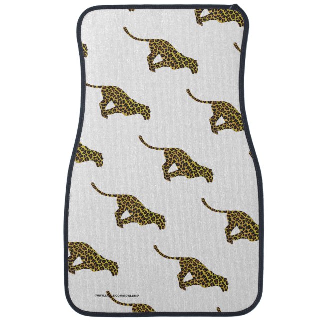 Leopard Brown and Yellow Silhouette Car Mat (Front)