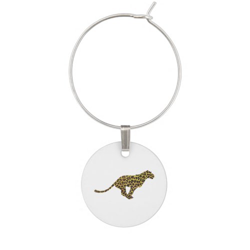 Leopard Brown and Yellow Silhouette Wine Charm