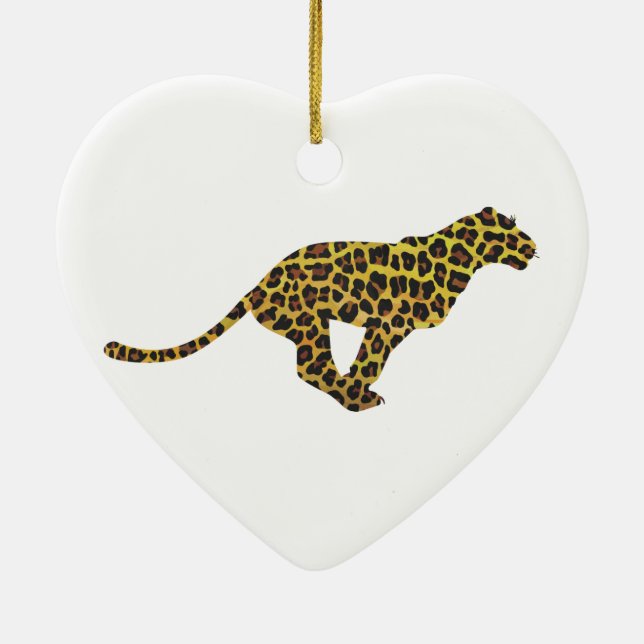 Leopard Brown and Yellow Siloette Ceramic Ornament (Back)