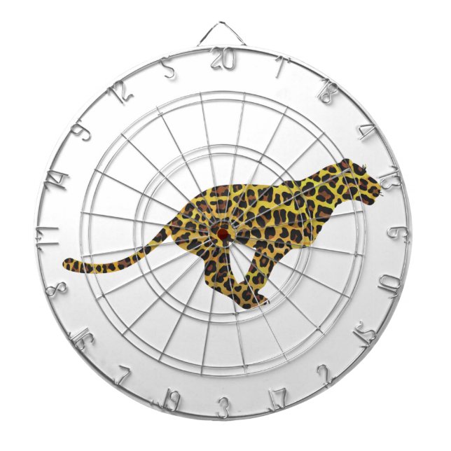 Leopard Brown and Yellow Siloette Dart Board (Front)