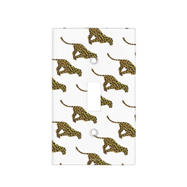 Leopard Brown and Yellow Siloette Light Switch Cover (Front)
