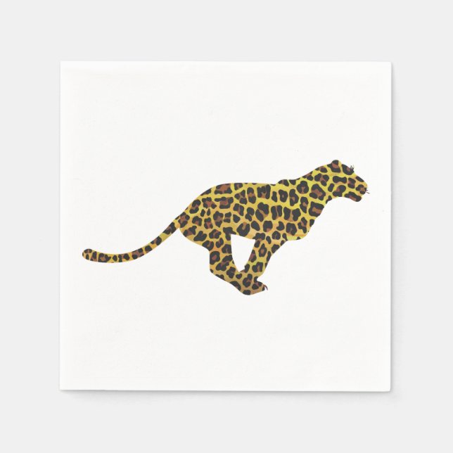 Leopard Brown and Yellow Siloette Napkins (Front)