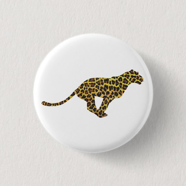 Leopard Brown and Yellow Siloette Pinback Button (Front)