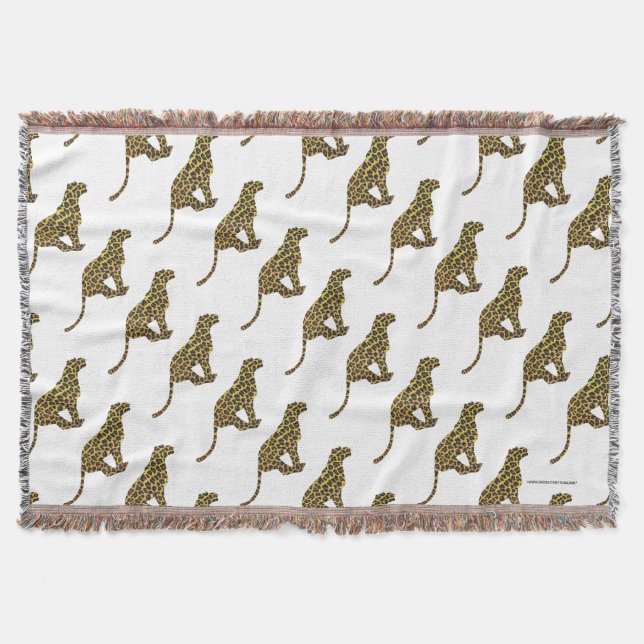 Leopard Brown and Yellow Siloette Throw Blanket (Front)