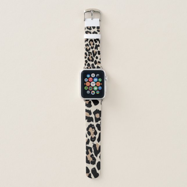 Leopard brown & black skin print apple watch band (Front)